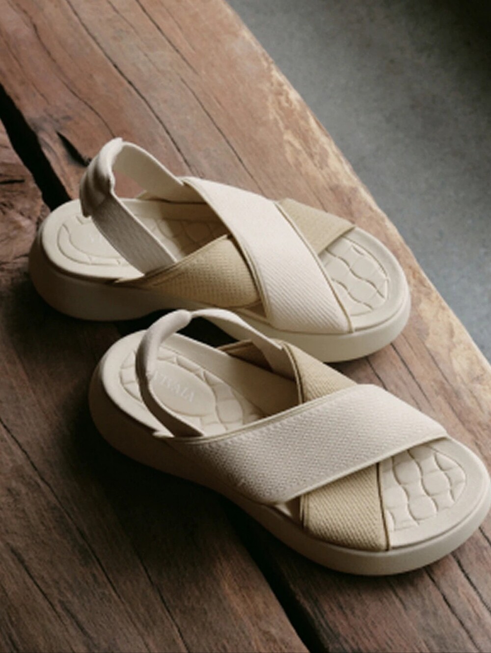 VIVAIA Elastic Back Strap Walker Sandals (Kara 2.0) Cream Ivory Nude Peach 8.5